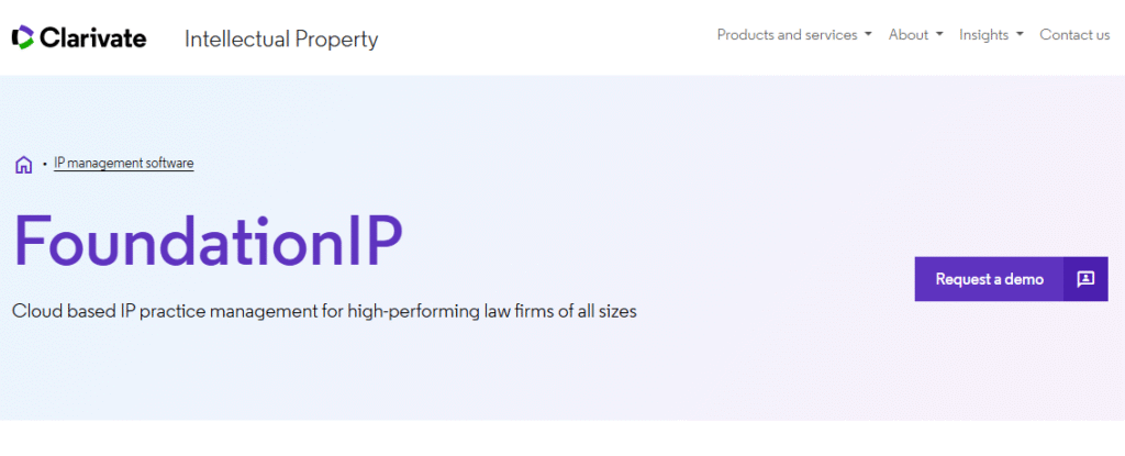 Clarivate FoundationIP web banner displaying cloud-based practice tools within their comprehensive idea and patent management software ecosystem