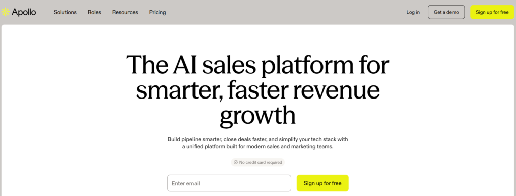 A snapshot of Apollo's landing page