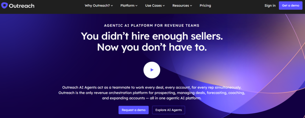 A snapshot of Outreach's landing page