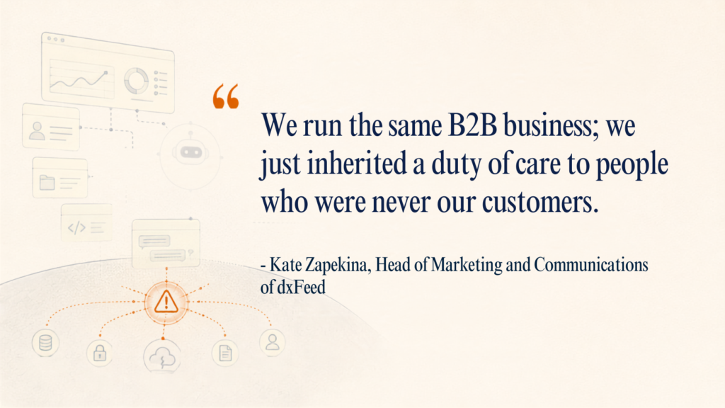 A snapshot of quote by Kate Zapekina, Head of Marketing and Communications at dxFeed