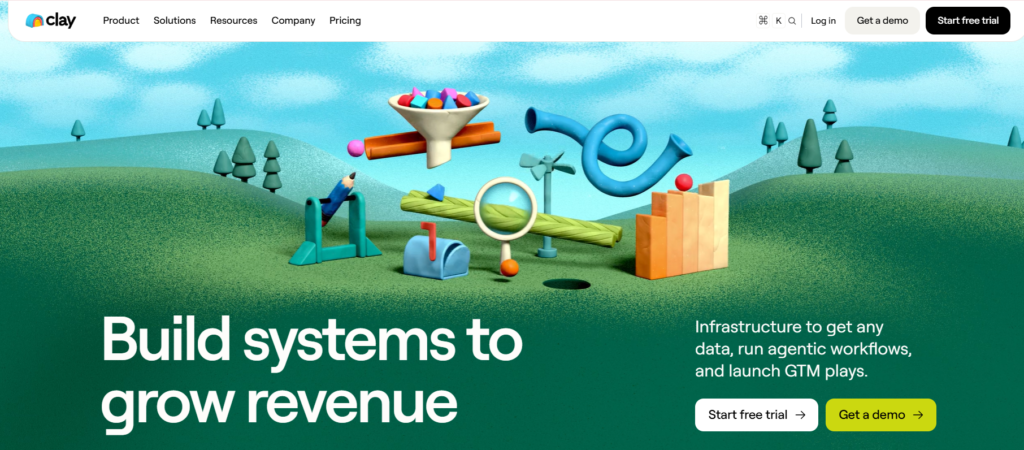 A snapshot of Clay's landing page