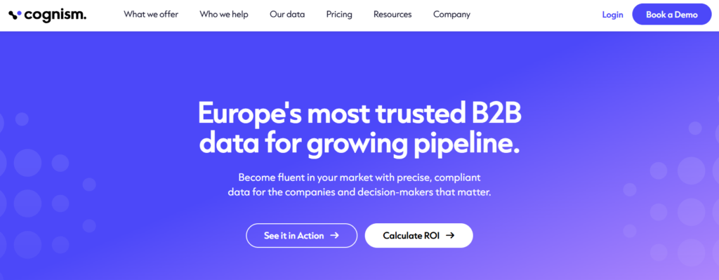 A snapshot of Cognism's landing page