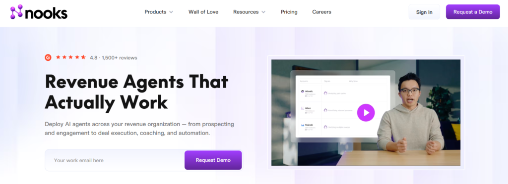A snapshot of Nook's landing page