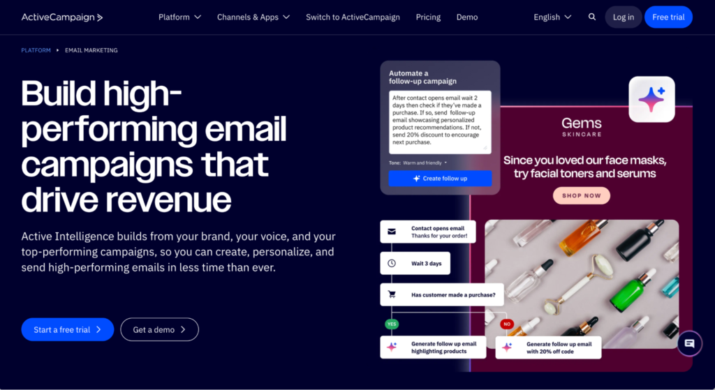 ActiveCampaign – Best for AI-Powered Email Automation