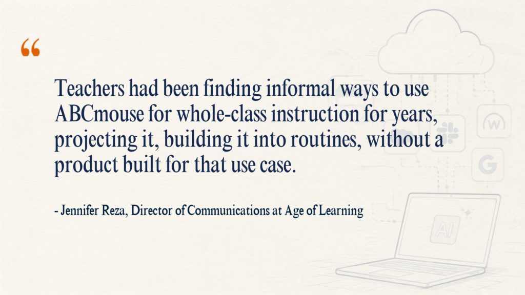 Author quote of Jennifer Reza, Director of Communications at Age of Learning
