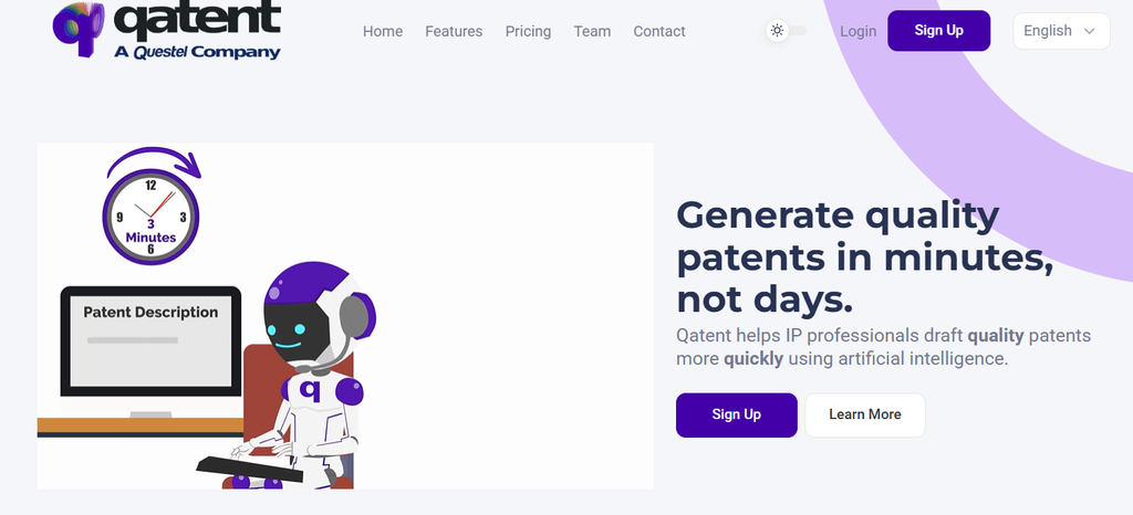 Snapshot of Qatent website