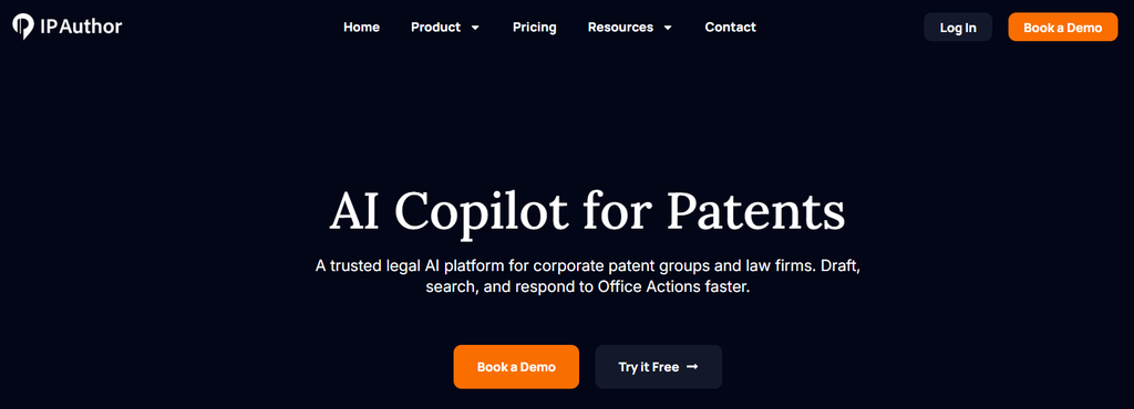 Snapshot of IP Author website