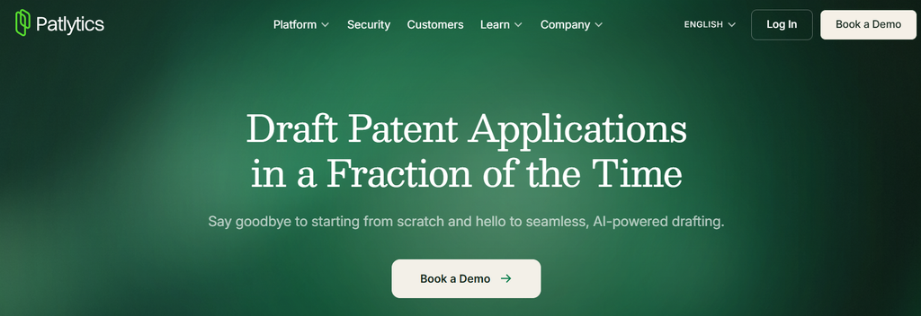 Snapshot of Patlytics website