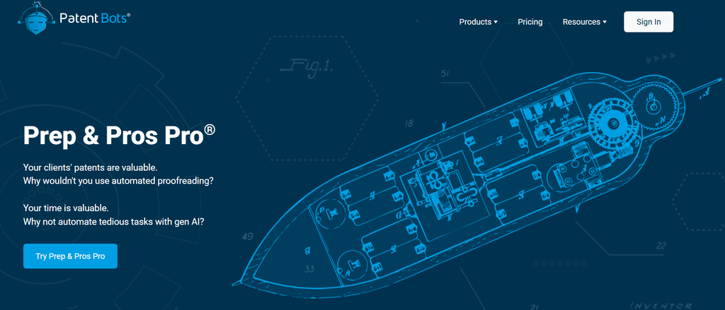Snapshot of Patent Bots website