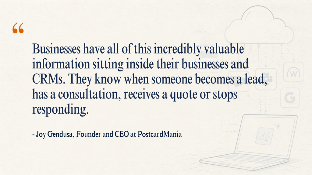 Author quote by Joy Gendusa, Founder and CEO at PostcardMania